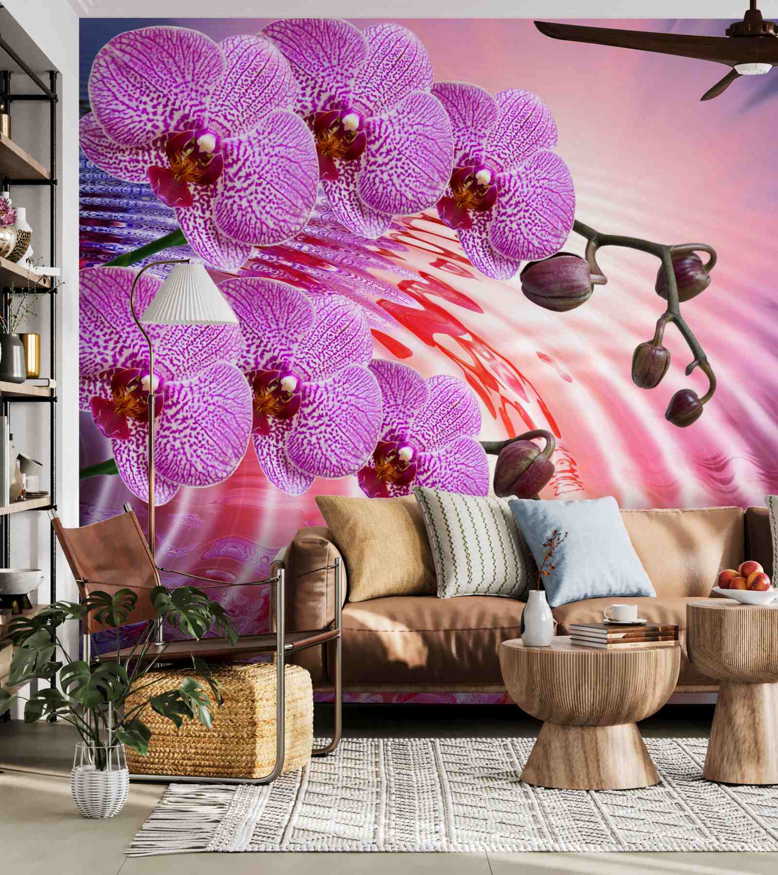 Fototapeta odraz leopardej orchidey s orgovánovými vetvami