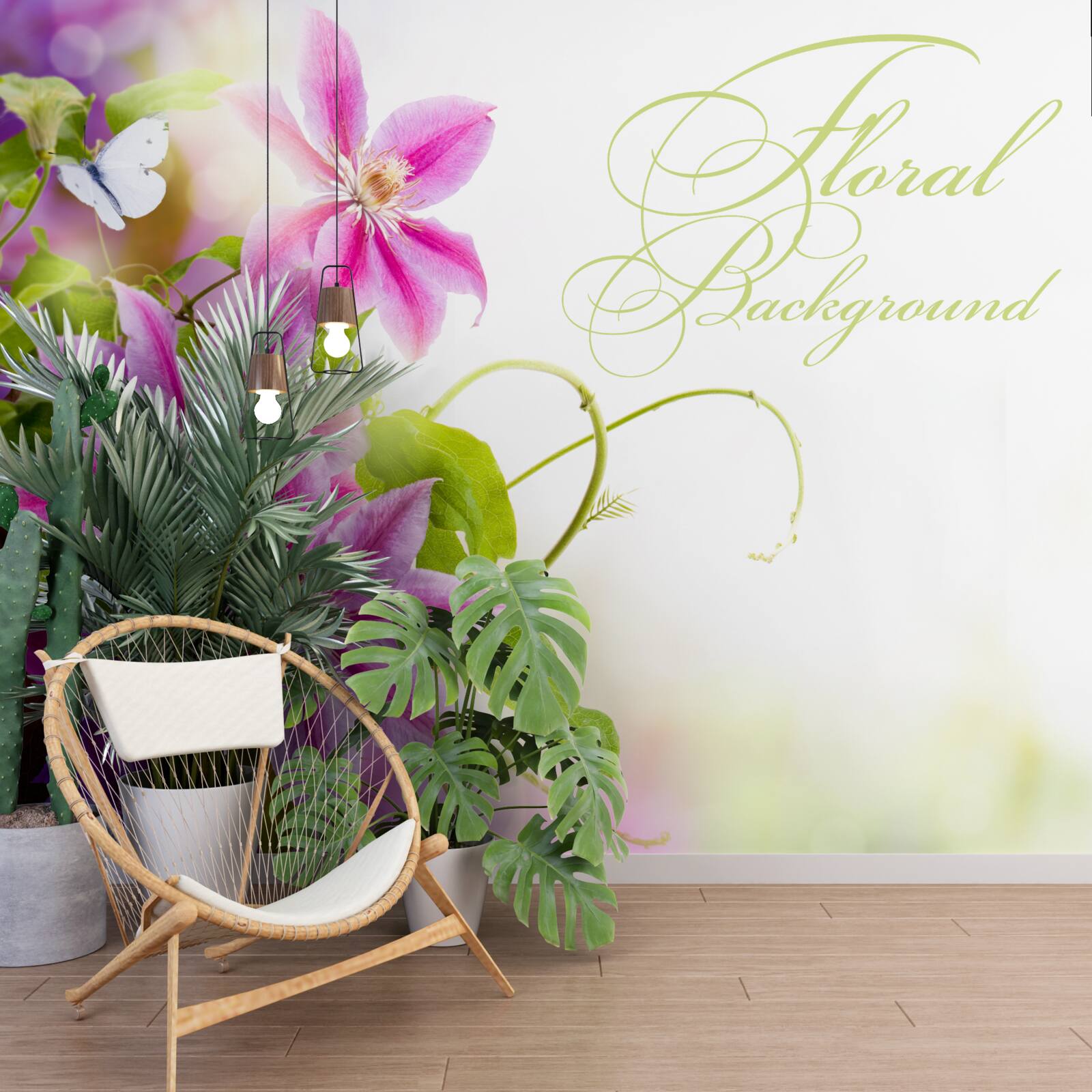 Fototapeta krásne kvety levandule a svetlé motýle