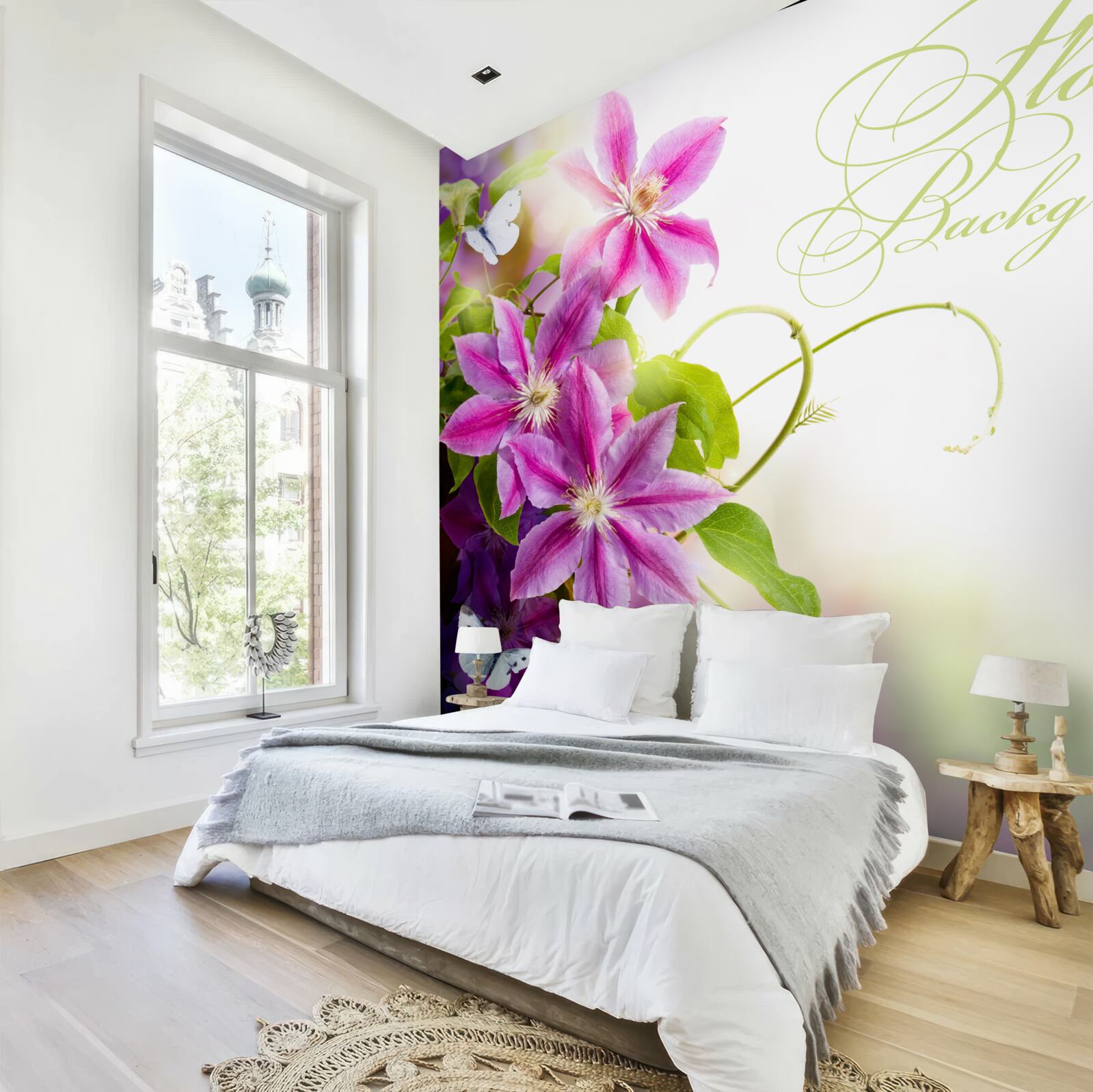 Fototapeta krásne kvety levandule a svetlé motýle