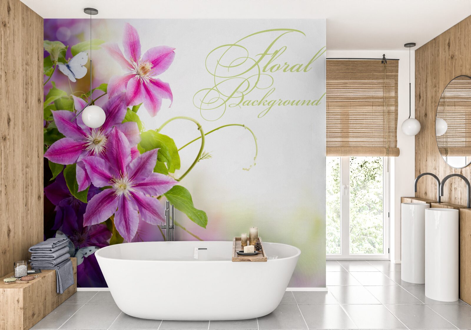 Fototapeta krásne kvety levandule a svetlé motýle