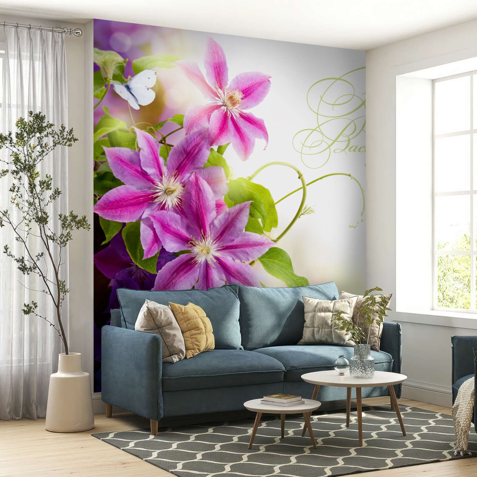 Fototapeta krásne kvety levandule a svetlé motýle