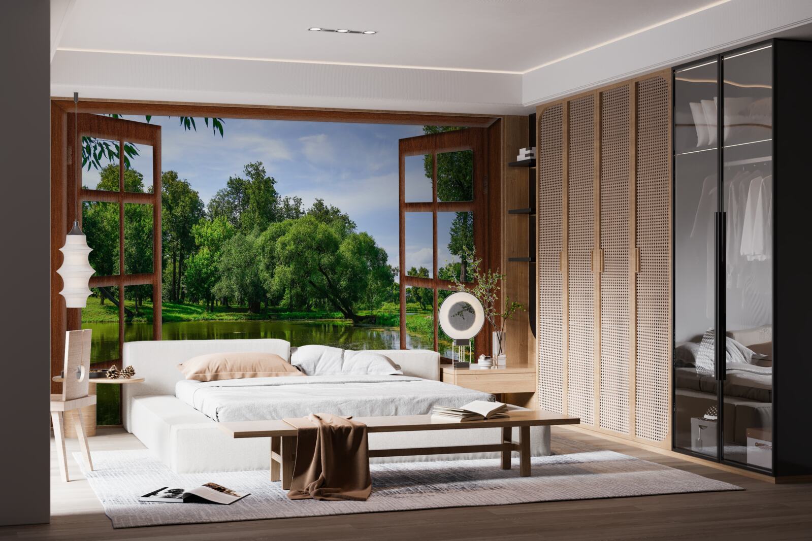 Fototapeta panoramatická prírodná krajina za oknami