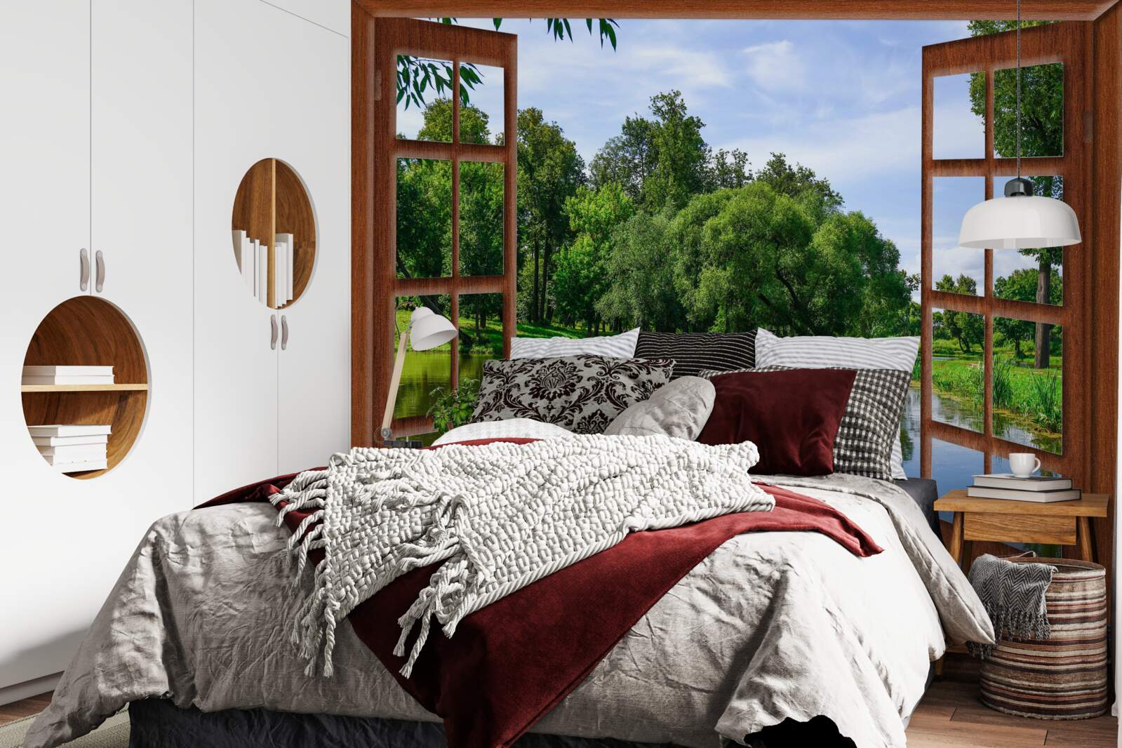 Fototapeta panoramatická prírodná krajina za oknami