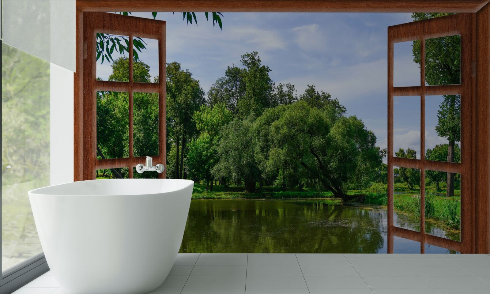 Fototapeta panoramatická prírodná krajina za oknami