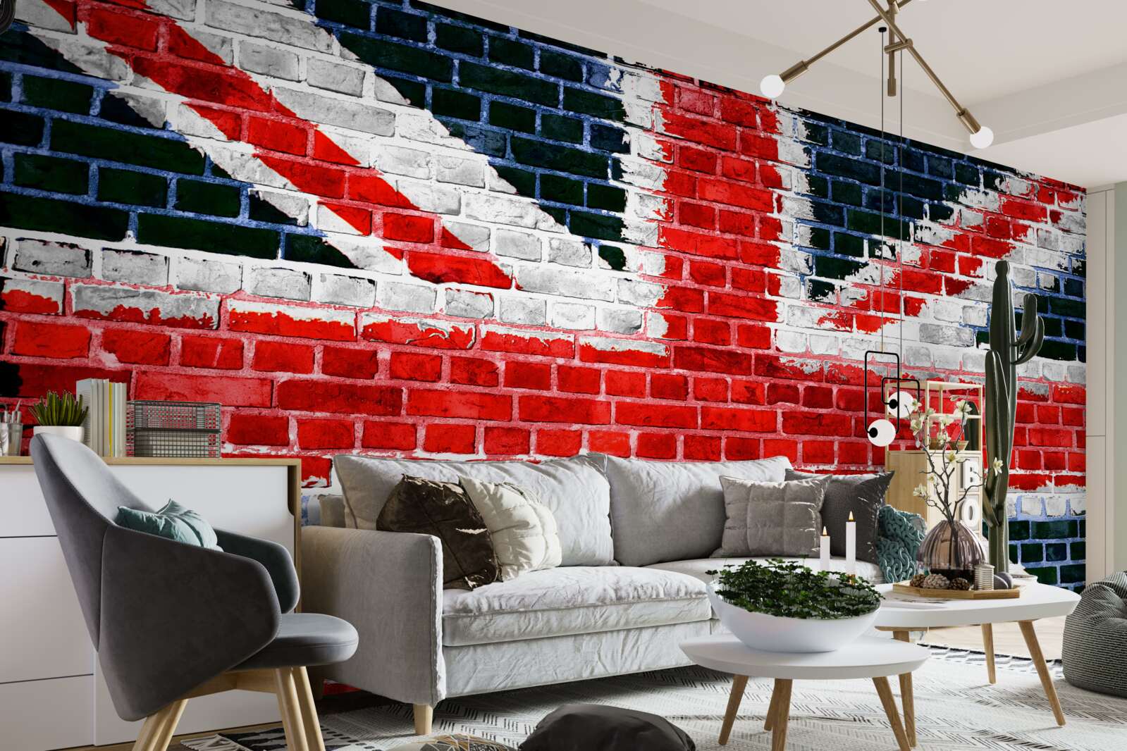 Fototapeta Anglická vlajka na tehlovej stene