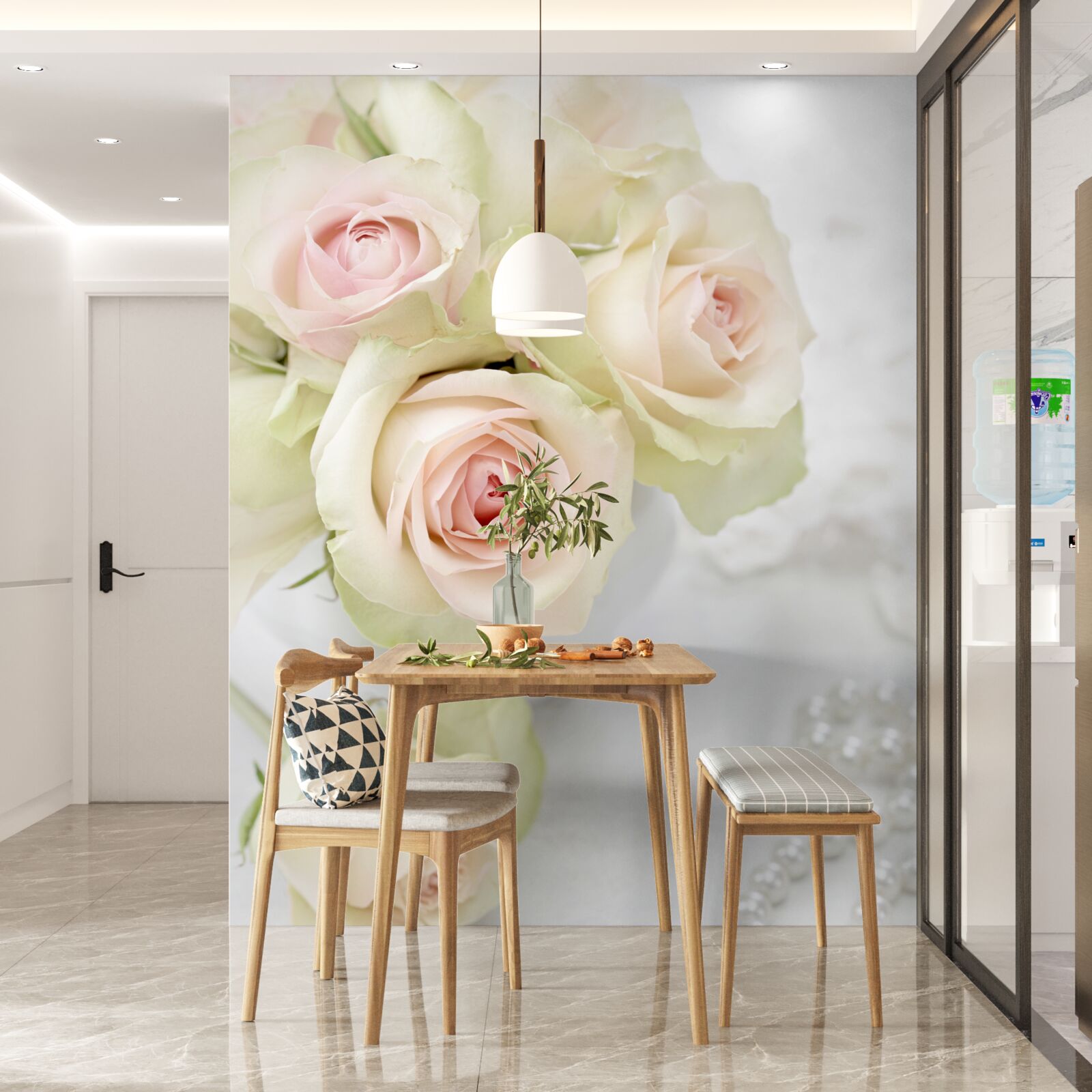 Fototapeta zloženie jemných bledoružových ruží a perál