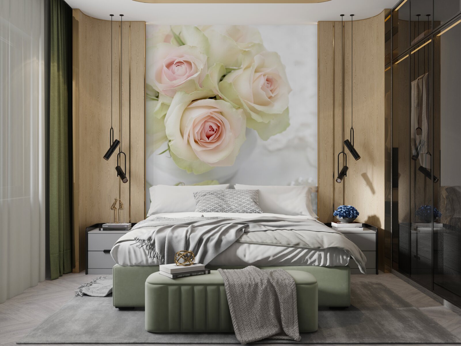 Fototapeta zloženie jemných bledoružových ruží a perál