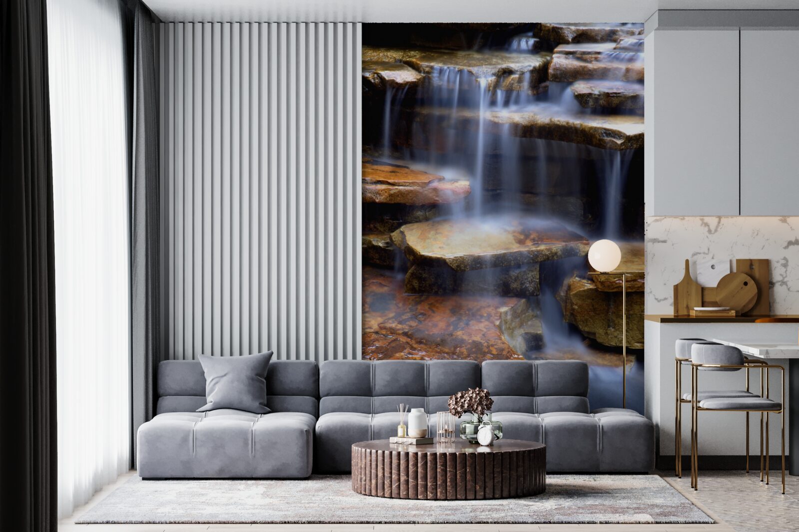 Fototapeta reťaz vodopádov s kamennými rímsami