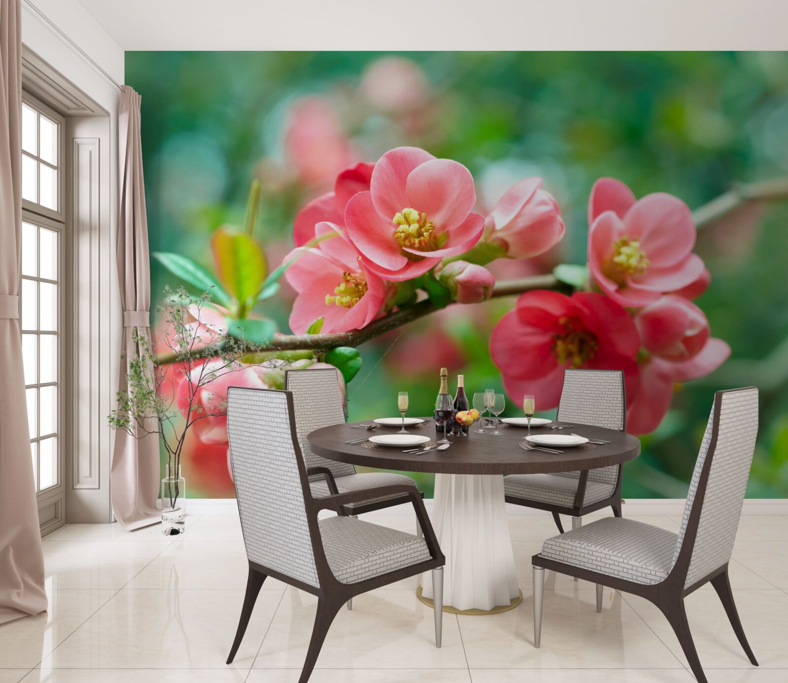 Fototapeta červené kvety ovocných stromov