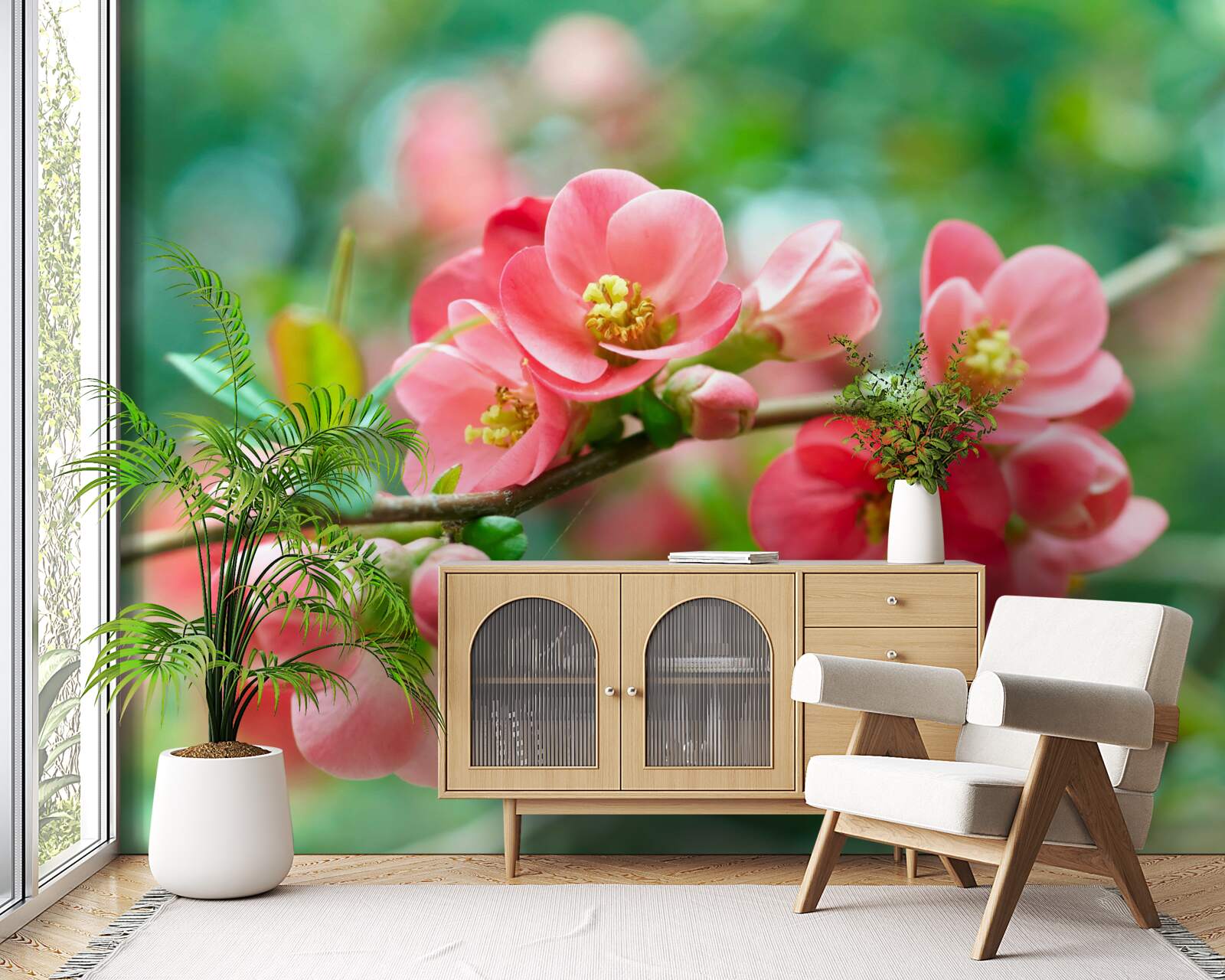 Fototapeta červené kvety ovocných stromov