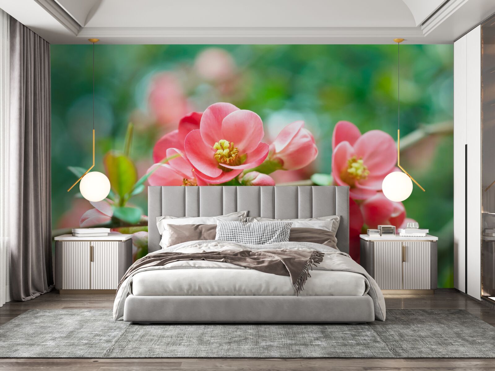 Fototapeta červené kvety ovocných stromov