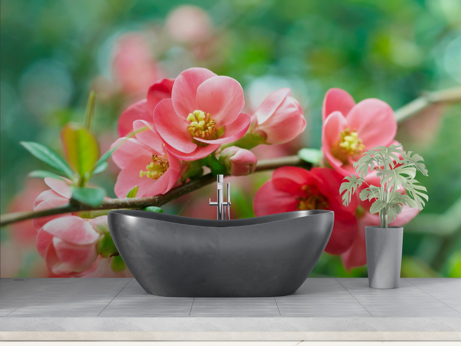 Fototapeta červené kvety ovocných stromov