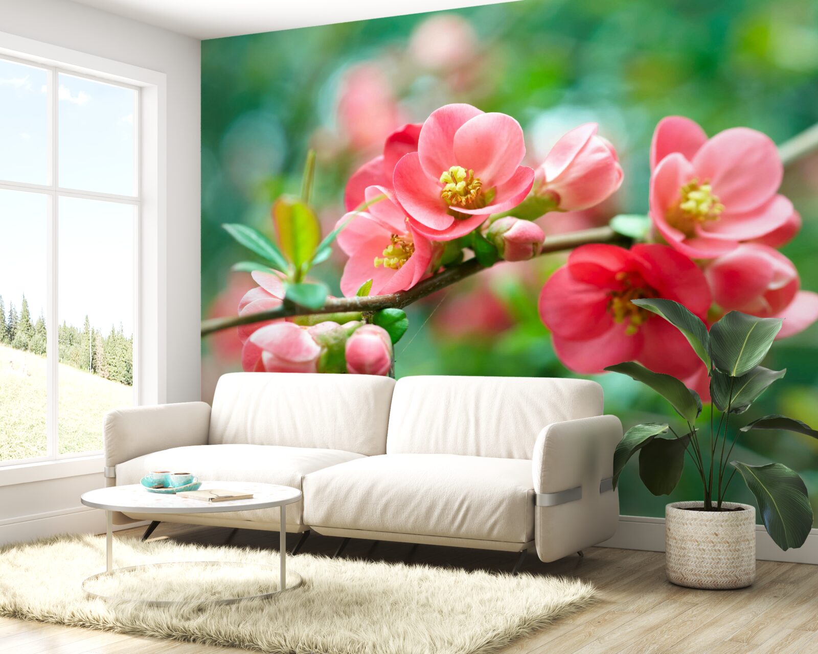 Fototapeta červené kvety ovocných stromov