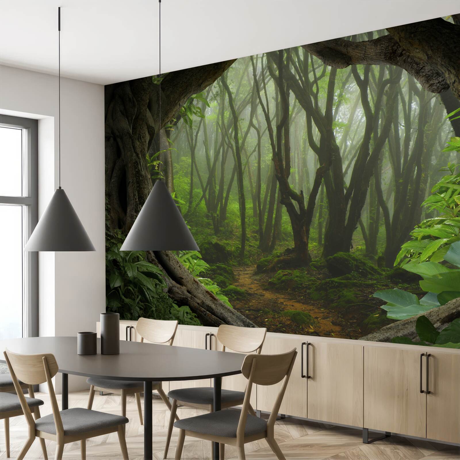 Fototapeta svieža smaragdová palisáda stromov