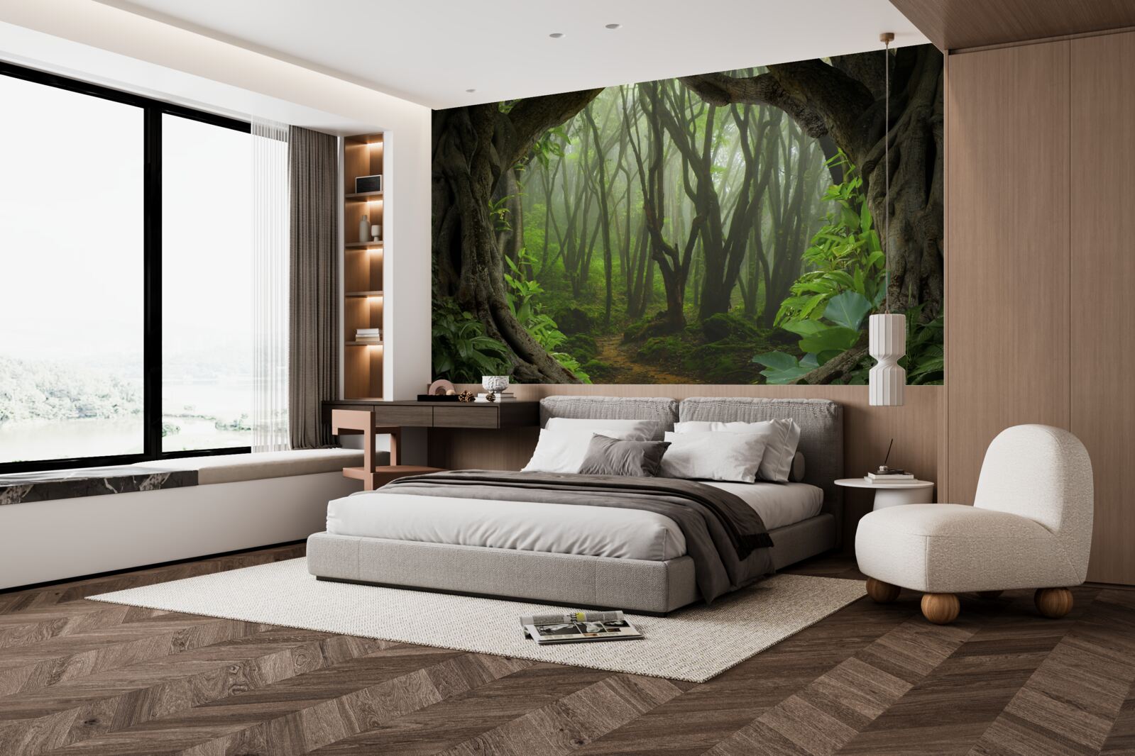 Fototapeta svieža smaragdová palisáda stromov