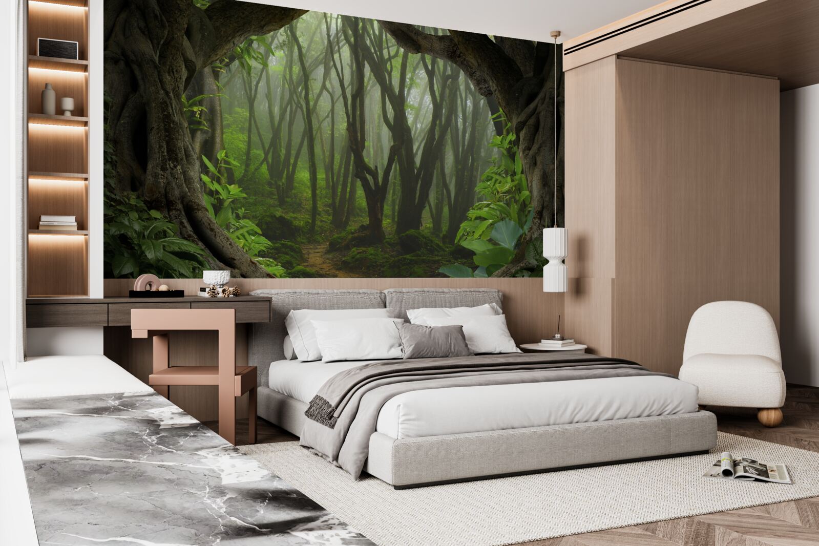 Fototapeta svieža smaragdová palisáda stromov