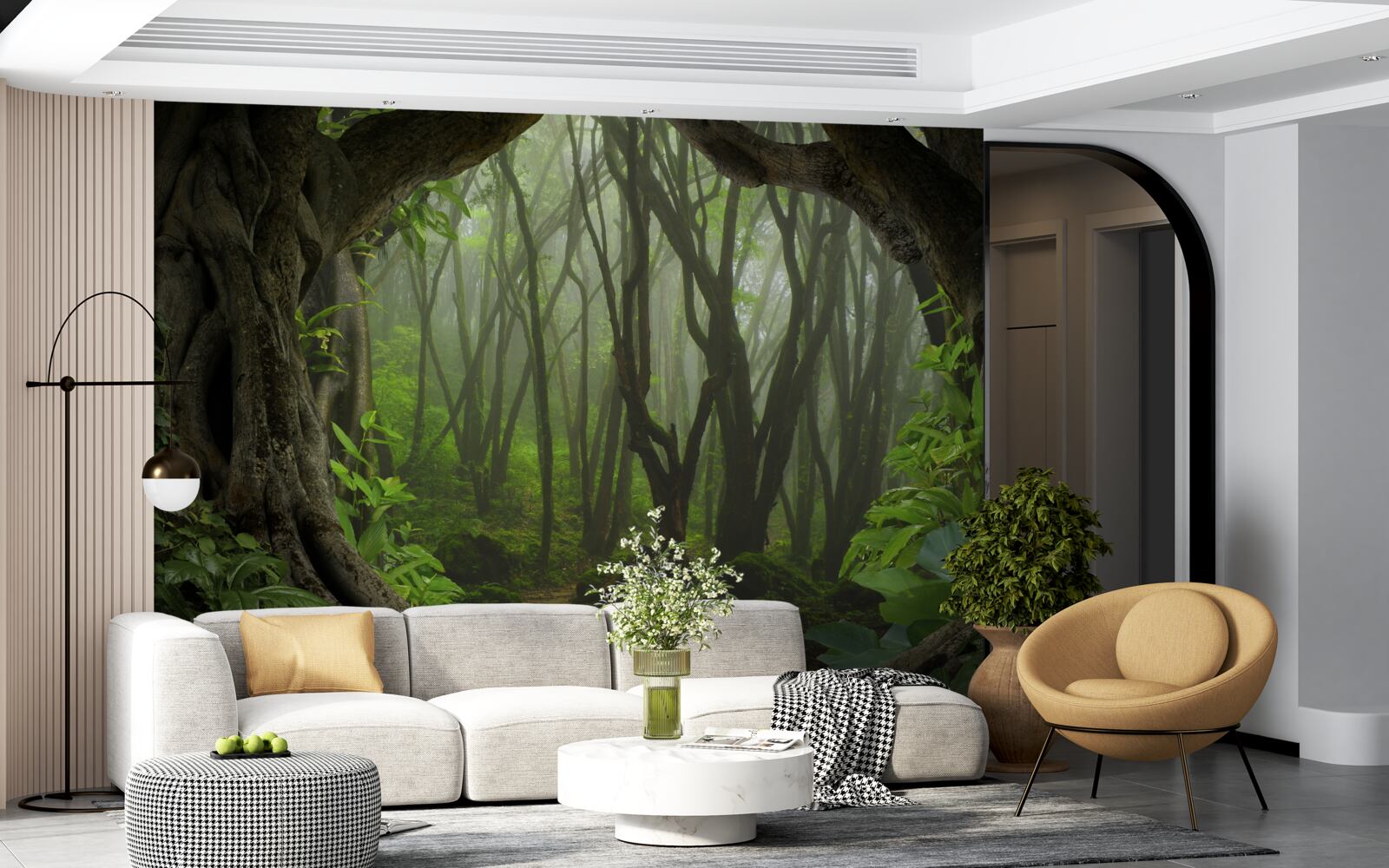 Fototapeta svieža smaragdová palisáda stromov