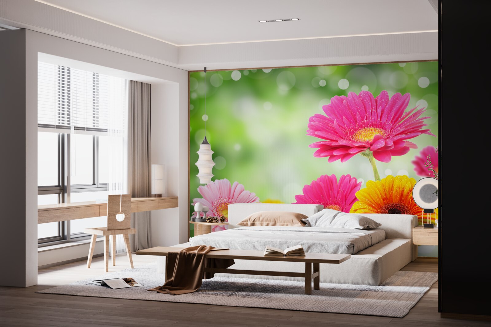 Fototapeta gerbery svietia pod kvapkami dažďa