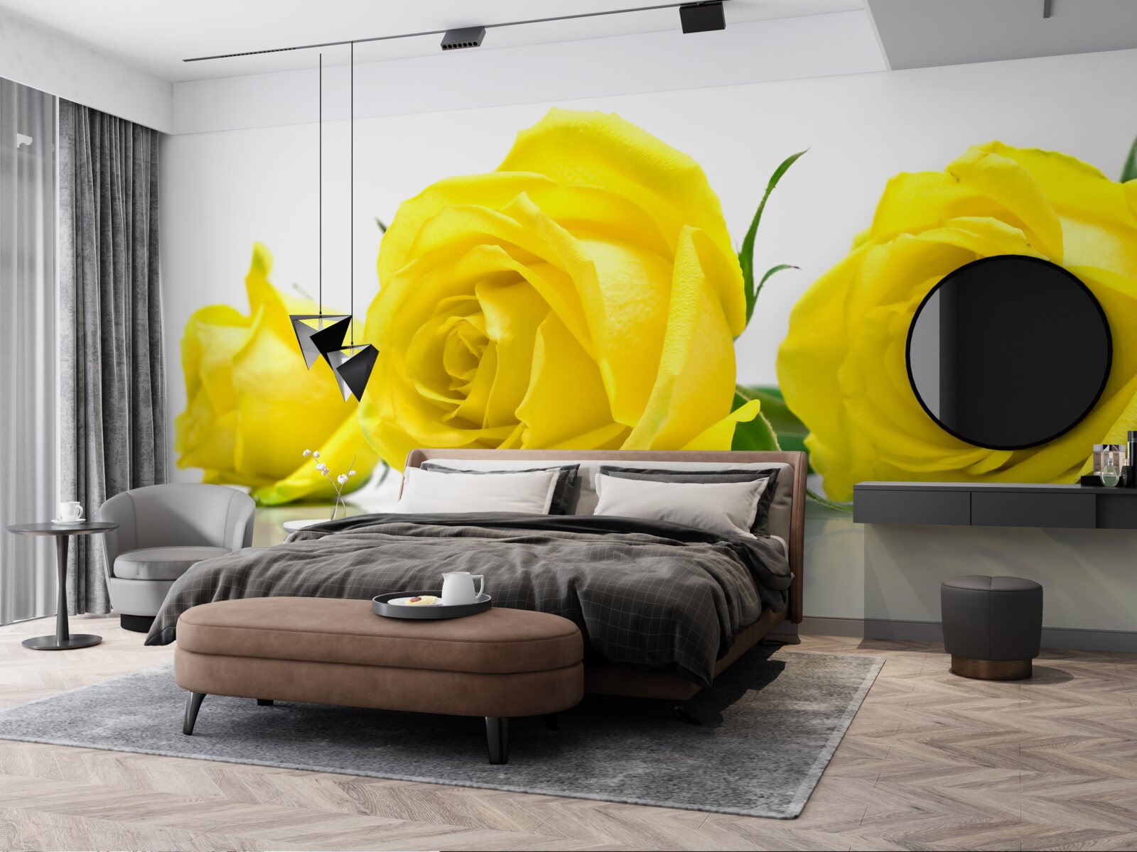 Fototapeta tri krásne žlté ruže