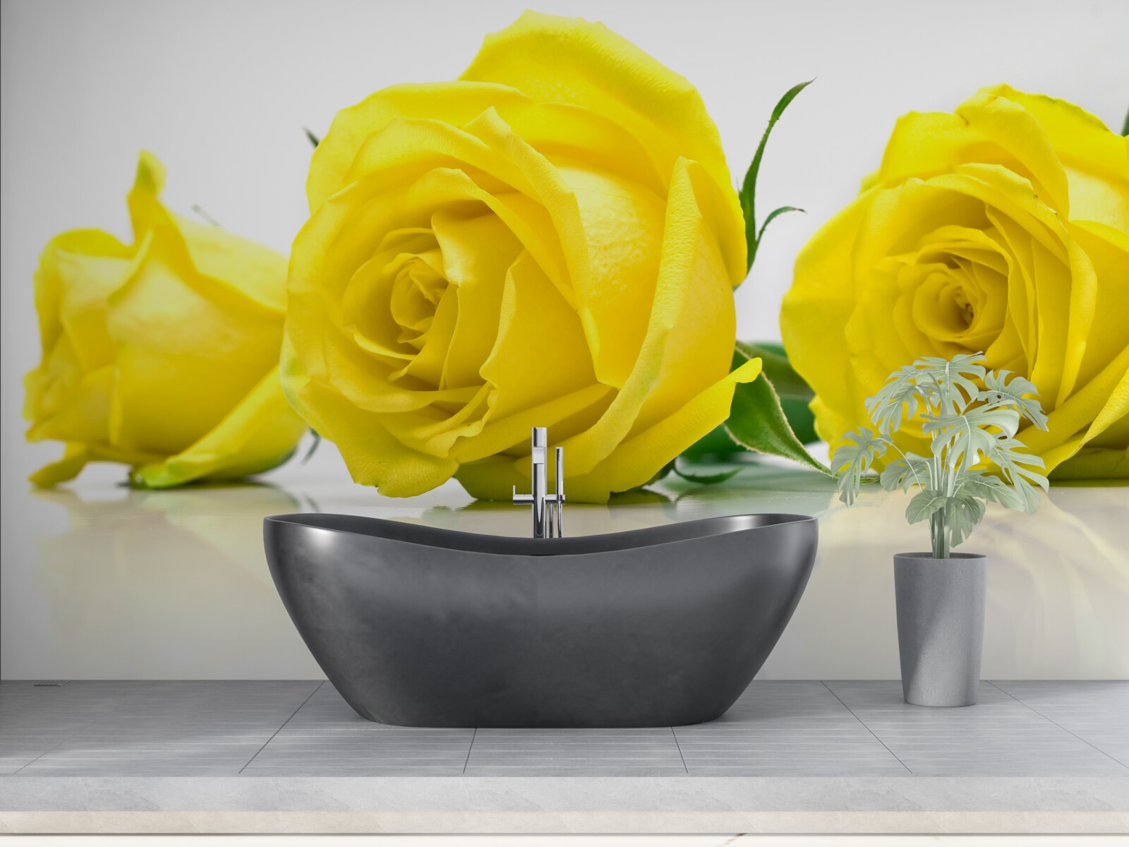 Fototapeta tri krásne žlté ruže