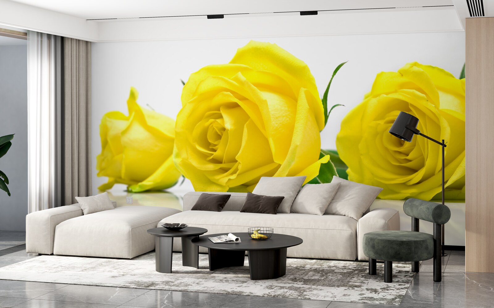 Fototapeta tri krásne žlté ruže