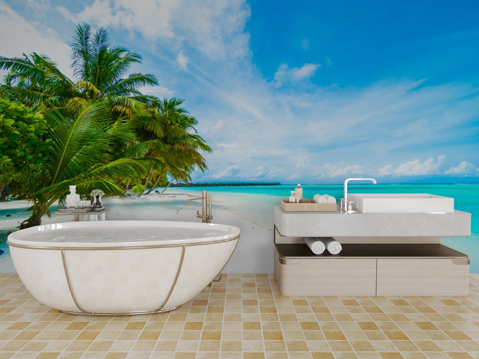 Fototapeta piesočné pobrežie a tyrkysová voda oceánu