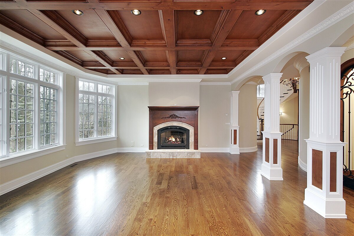 Fototapeta interiér s elegantným nábytkom, bielym nábytkom a drevom