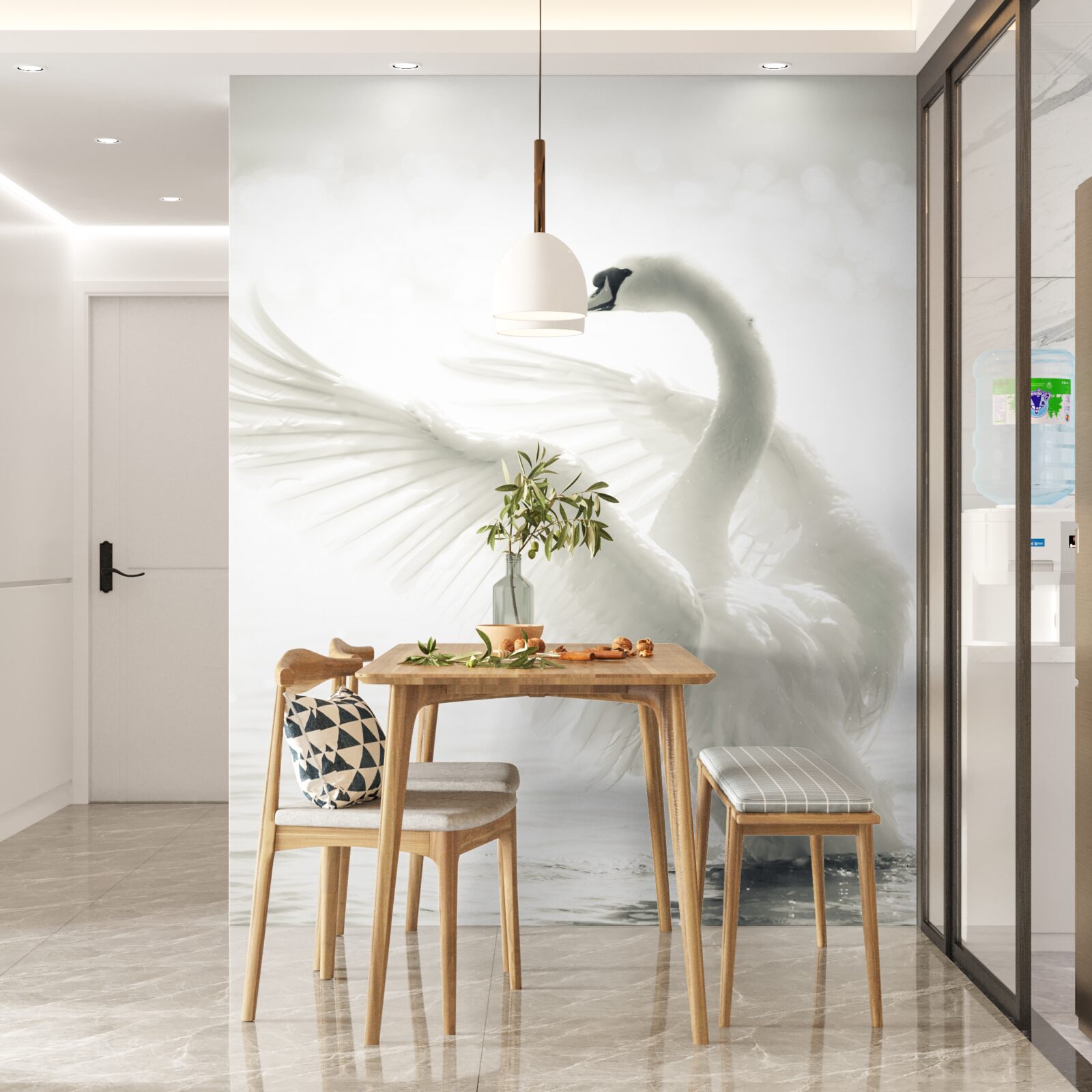 Fototapeta biela labuť spadla do vody