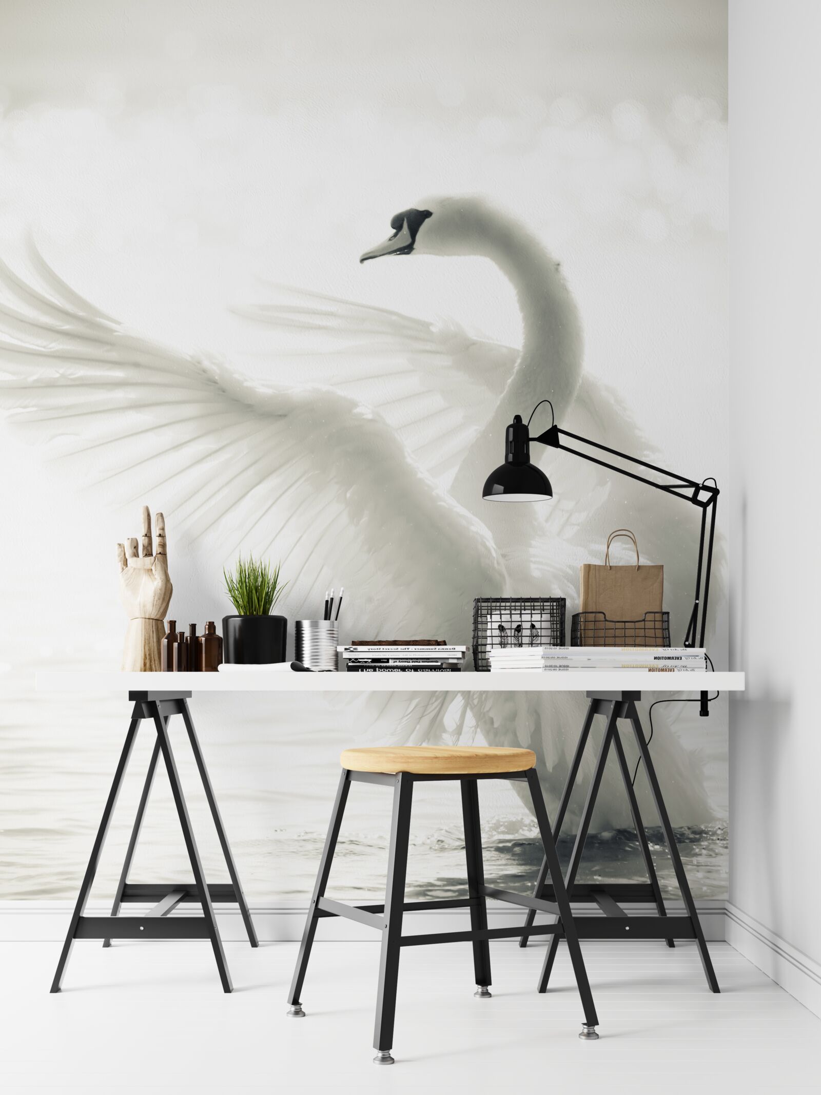 Fototapeta biela labuť spadla do vody