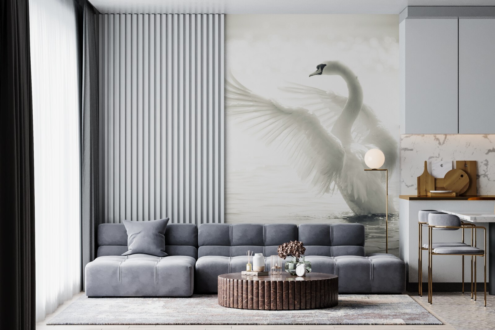 Fototapeta biela labuť spadla do vody