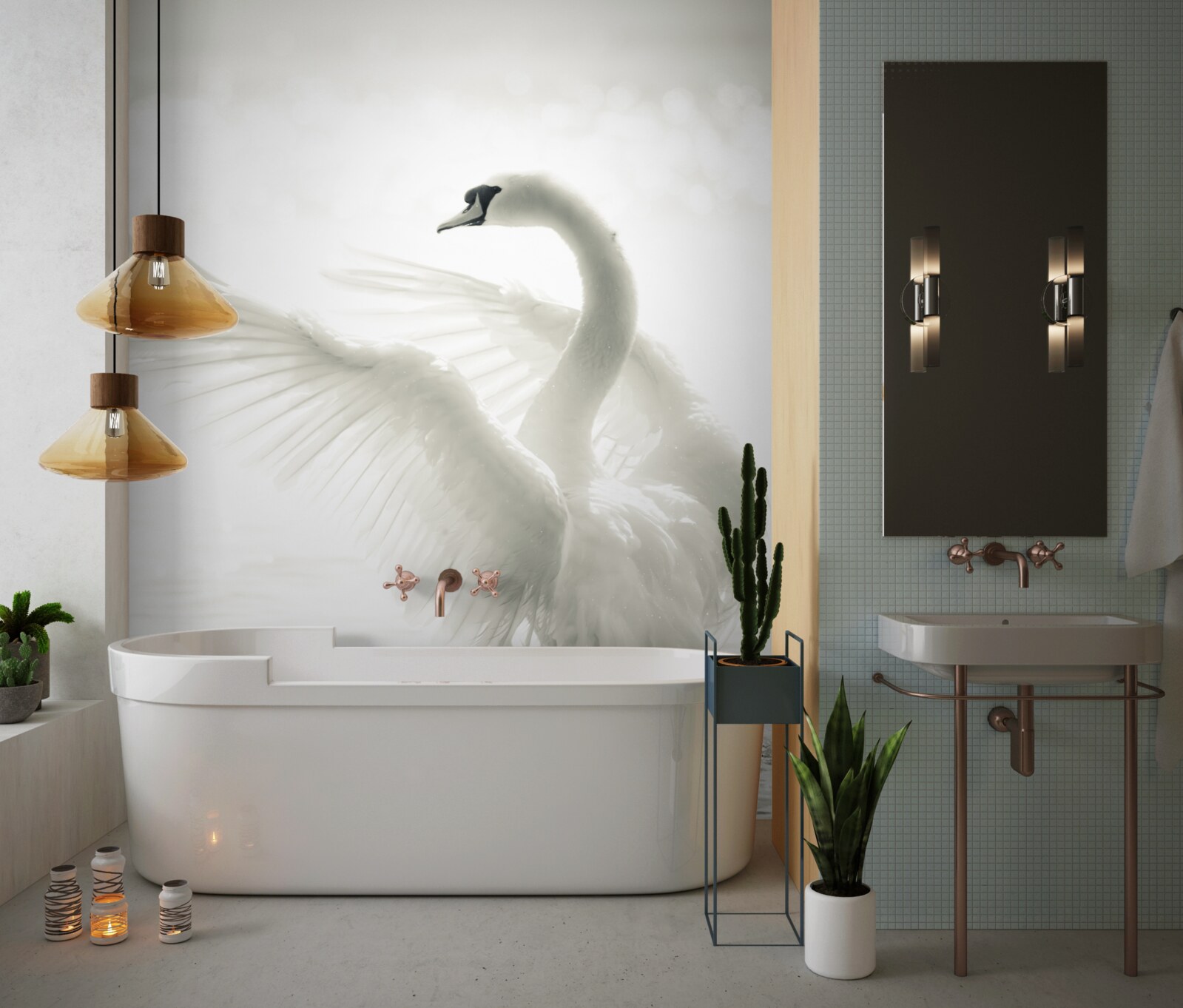 Fototapeta biela labuť spadla do vody