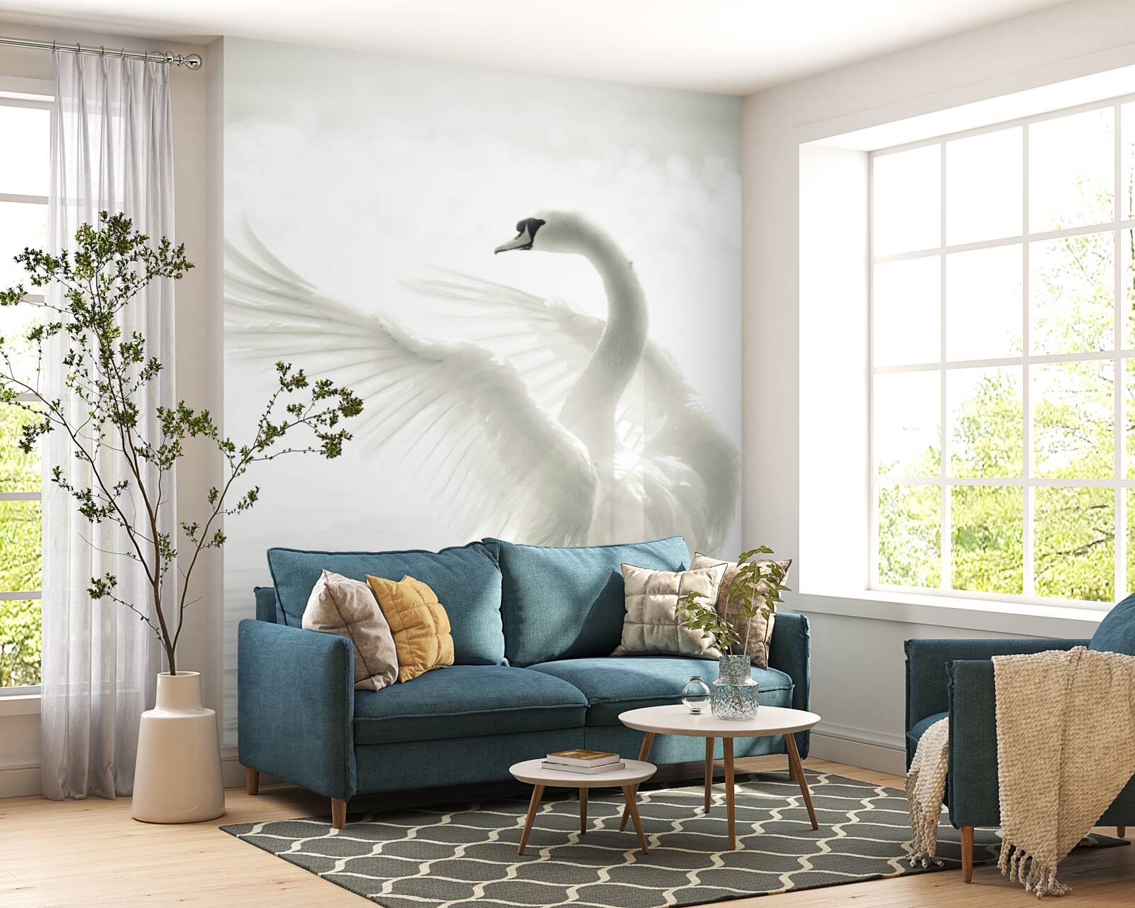 Fototapeta biela labuť spadla do vody