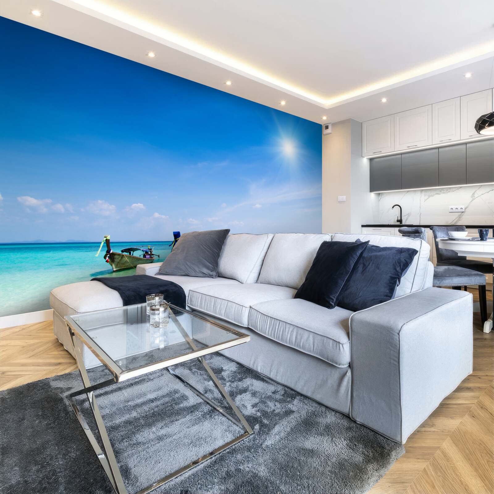 Fototapeta pri clearm dennom svetle sú na zariadenia nájdené jachty