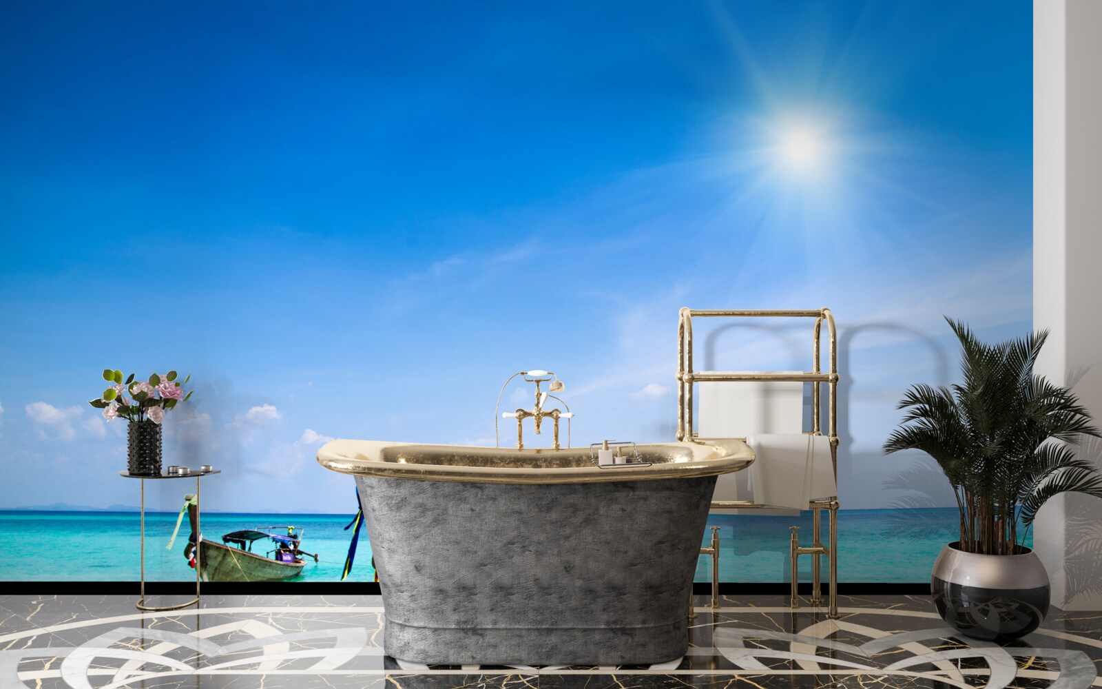 Fototapeta pri clearm dennom svetle sú na zariadenia nájdené jachty