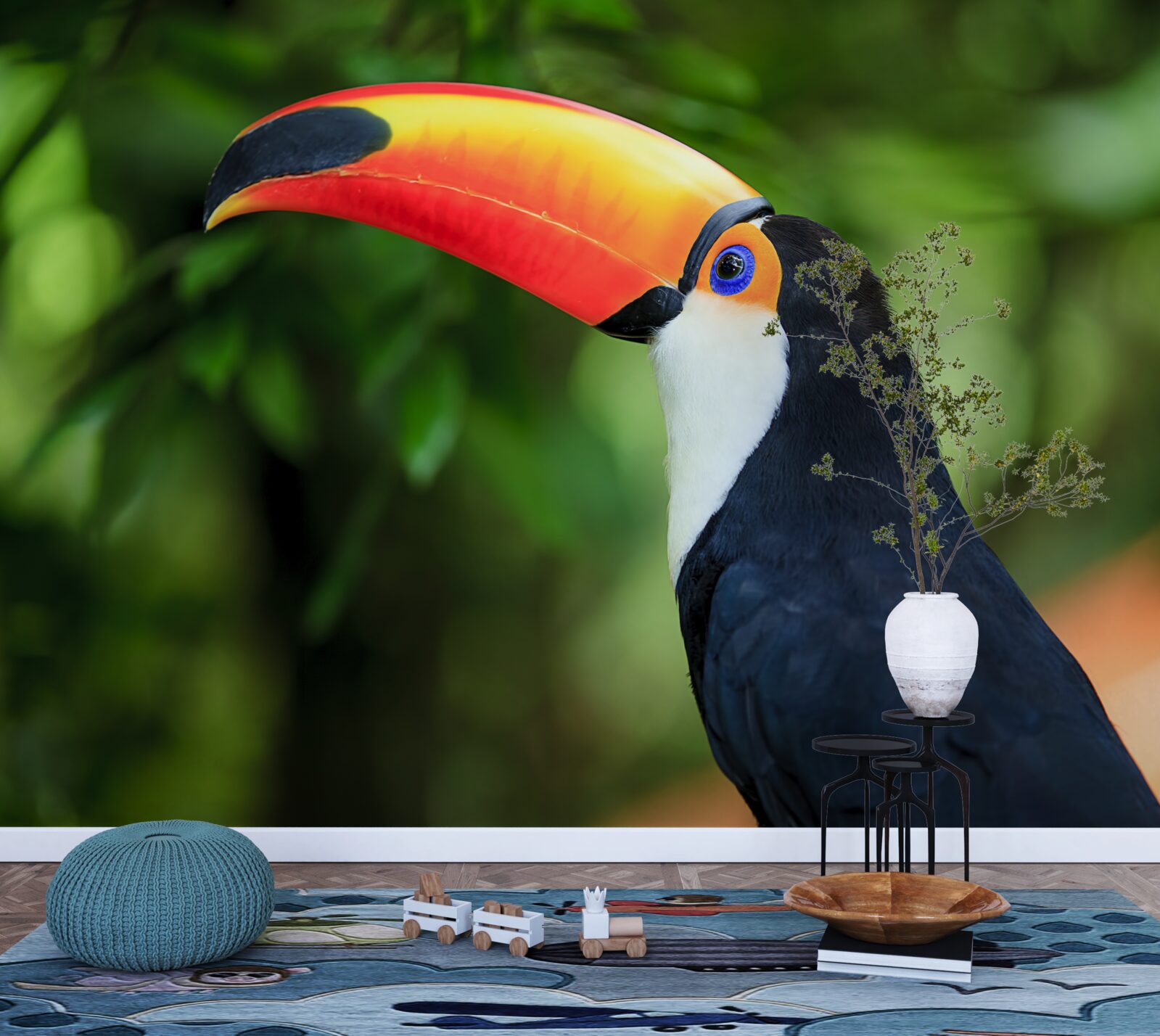 Fototapeta dospelý a pôvabný pelikán medzi zelenou