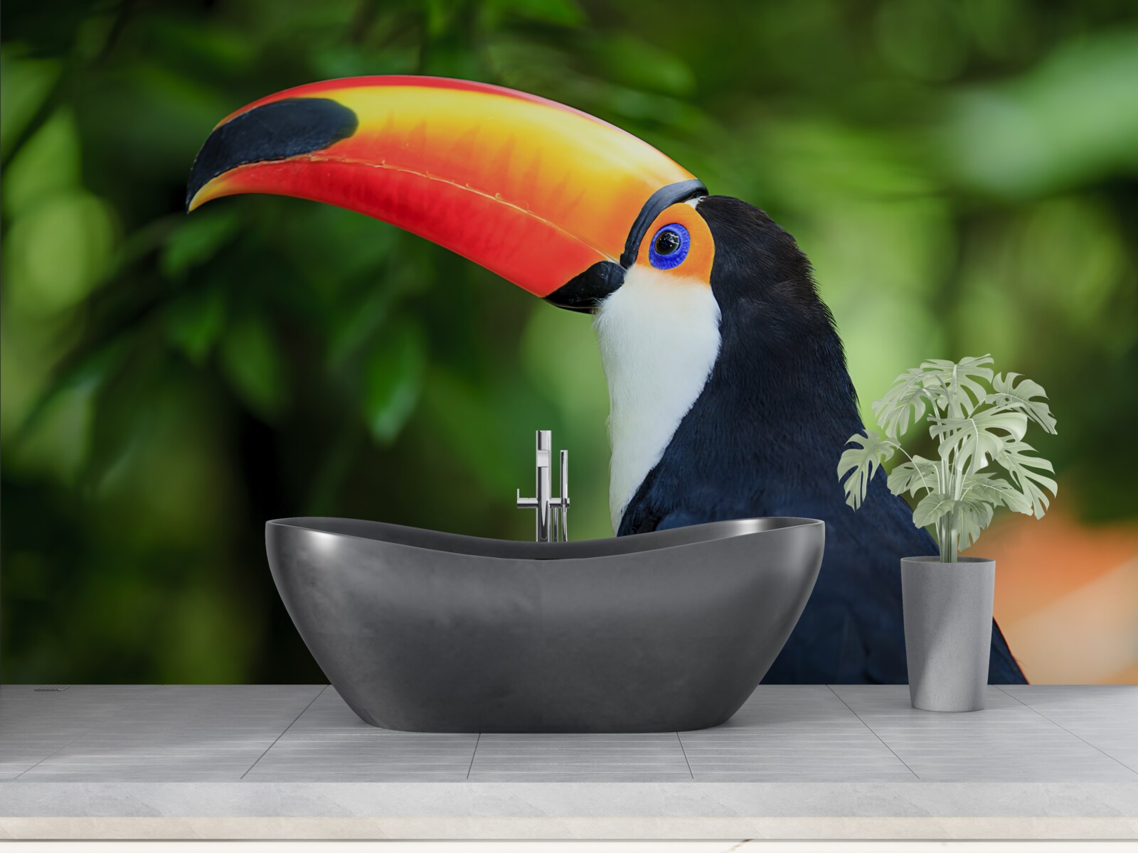 Fototapeta dospelý a pôvabný pelikán medzi zelenou