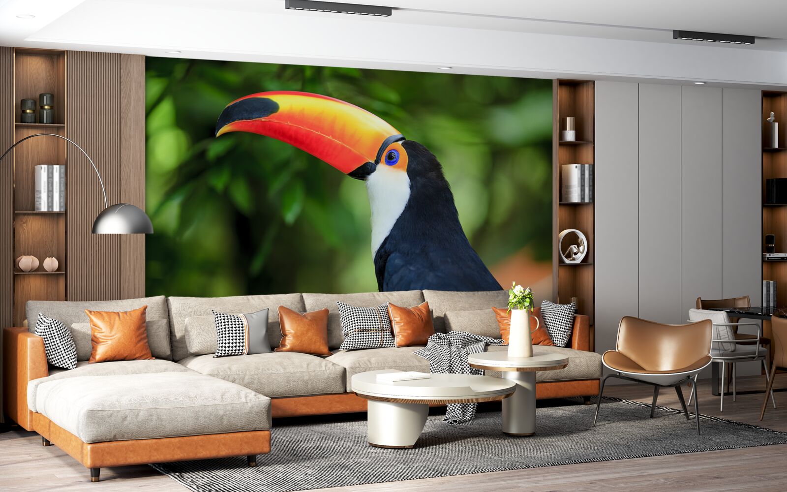 Fototapeta dospelý a pôvabný pelikán medzi zelenou