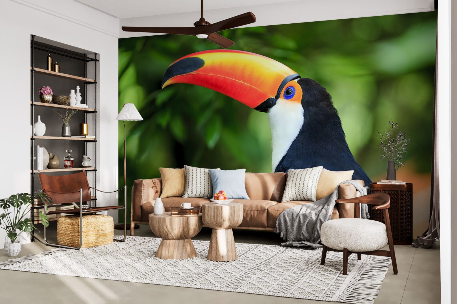 Fototapeta dospelý a pôvabný pelikán medzi zelenou