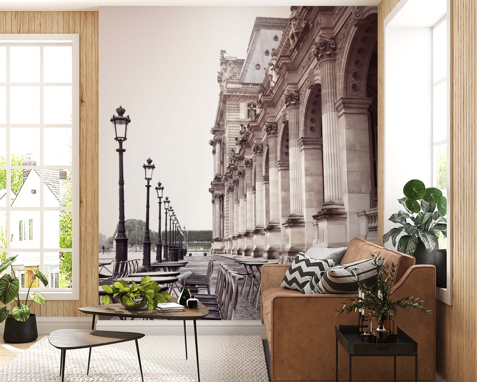 Fototapeta Kaviareň v talianskom štýle na nábreží v daždi