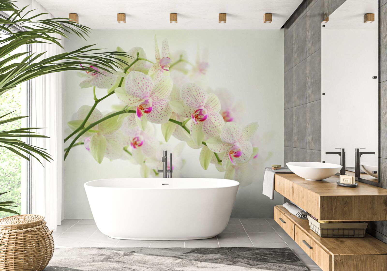 Fototapeta mimoriadne bujné konáre s púčikmi orchidí