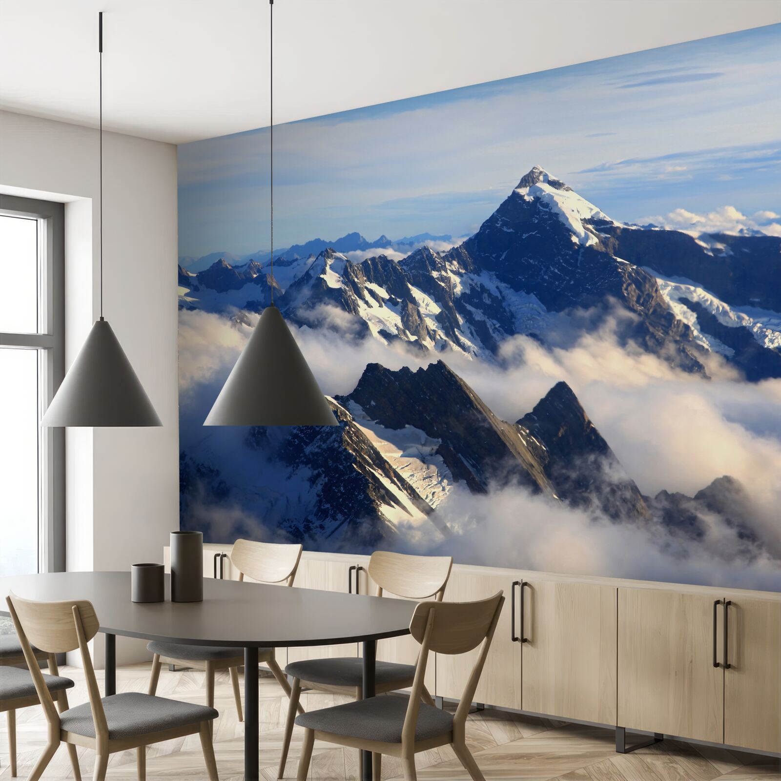 Fototapeta vysoko v horách sa šíri chladná hmla