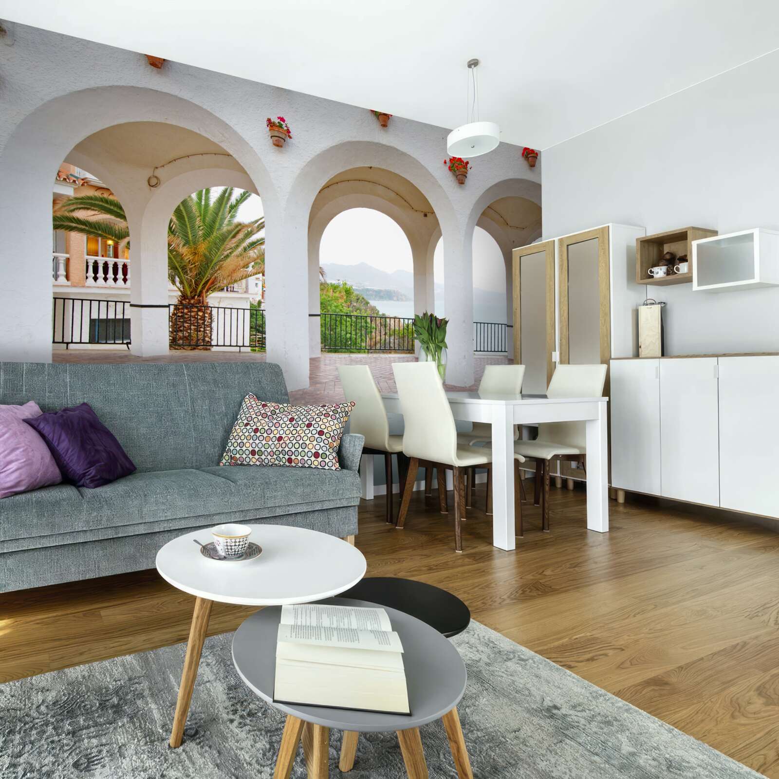 Fototapeta hladké zaoblené snehobiele oblúky nad riekou