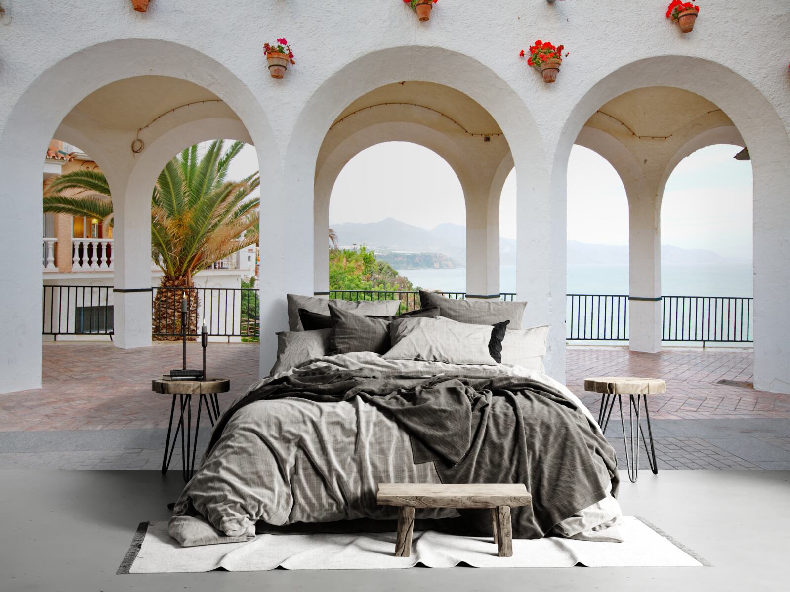 Fototapeta hladké zaoblené snehobiele oblúky nad riekou