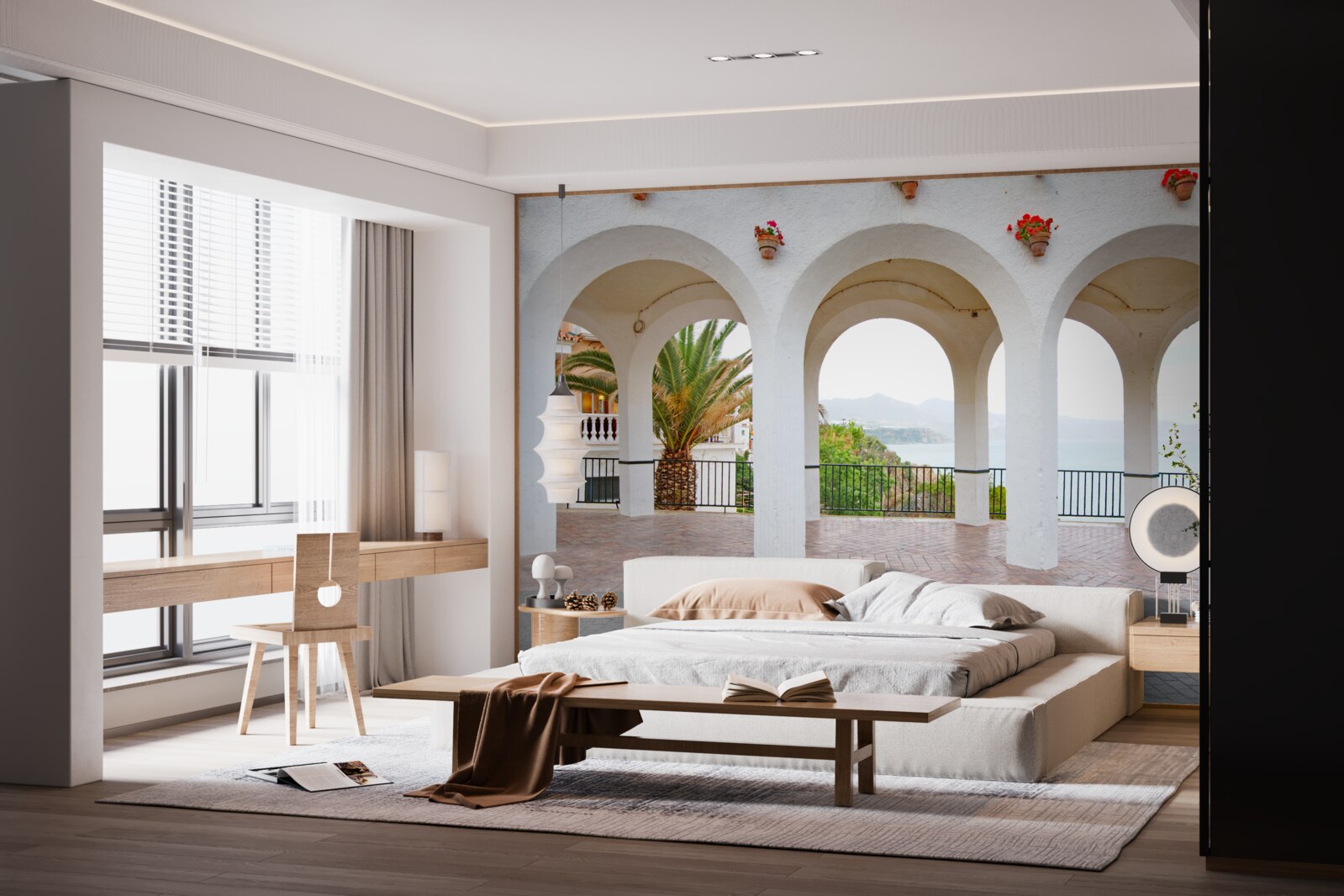 Fototapeta hladké zaoblené snehobiele oblúky nad riekou