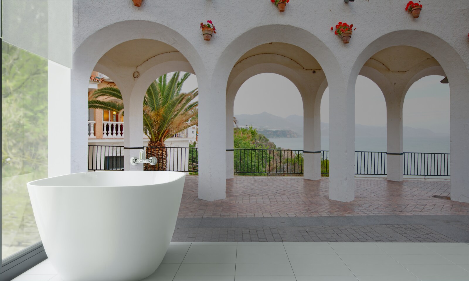 Fototapeta hladké zaoblené snehobiele oblúky nad riekou