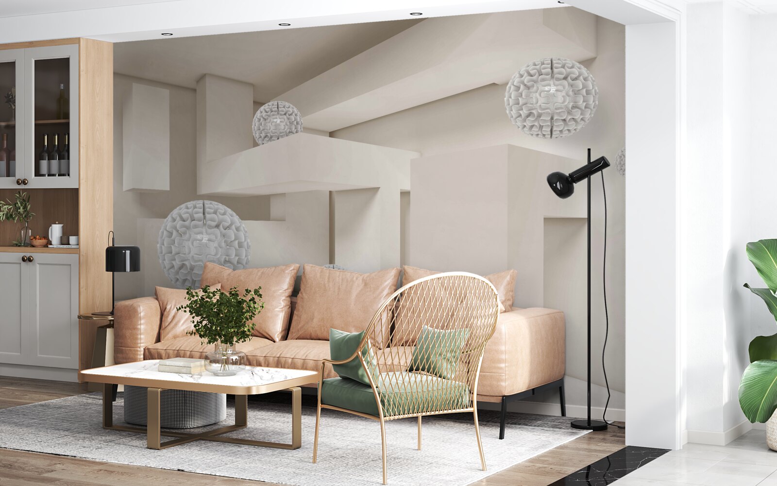 Fototapeta abstraktné biele omrvinky na vonkajšej strane obdĺžnikov