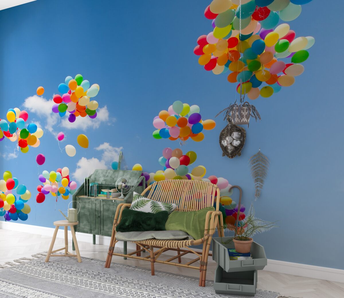 Fototapeta stovky farebnýchloptičiek krok do neba