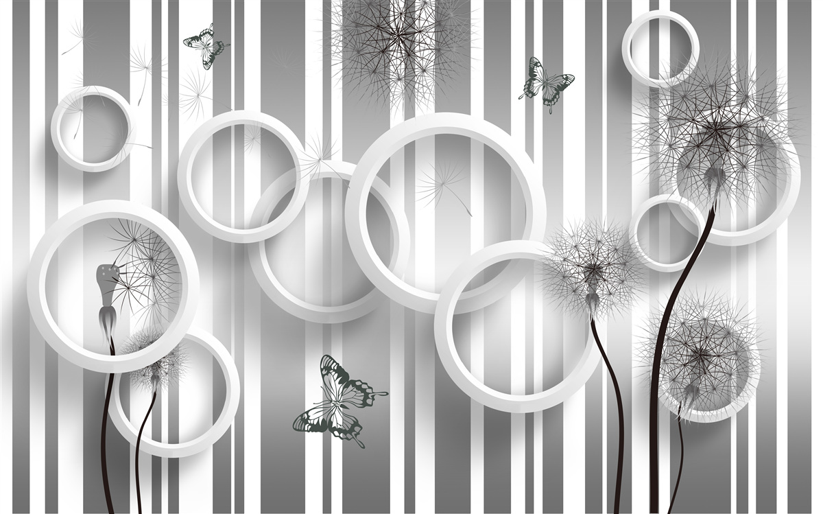 Fototapeta abstrakcia bielych kruhov s púpavami