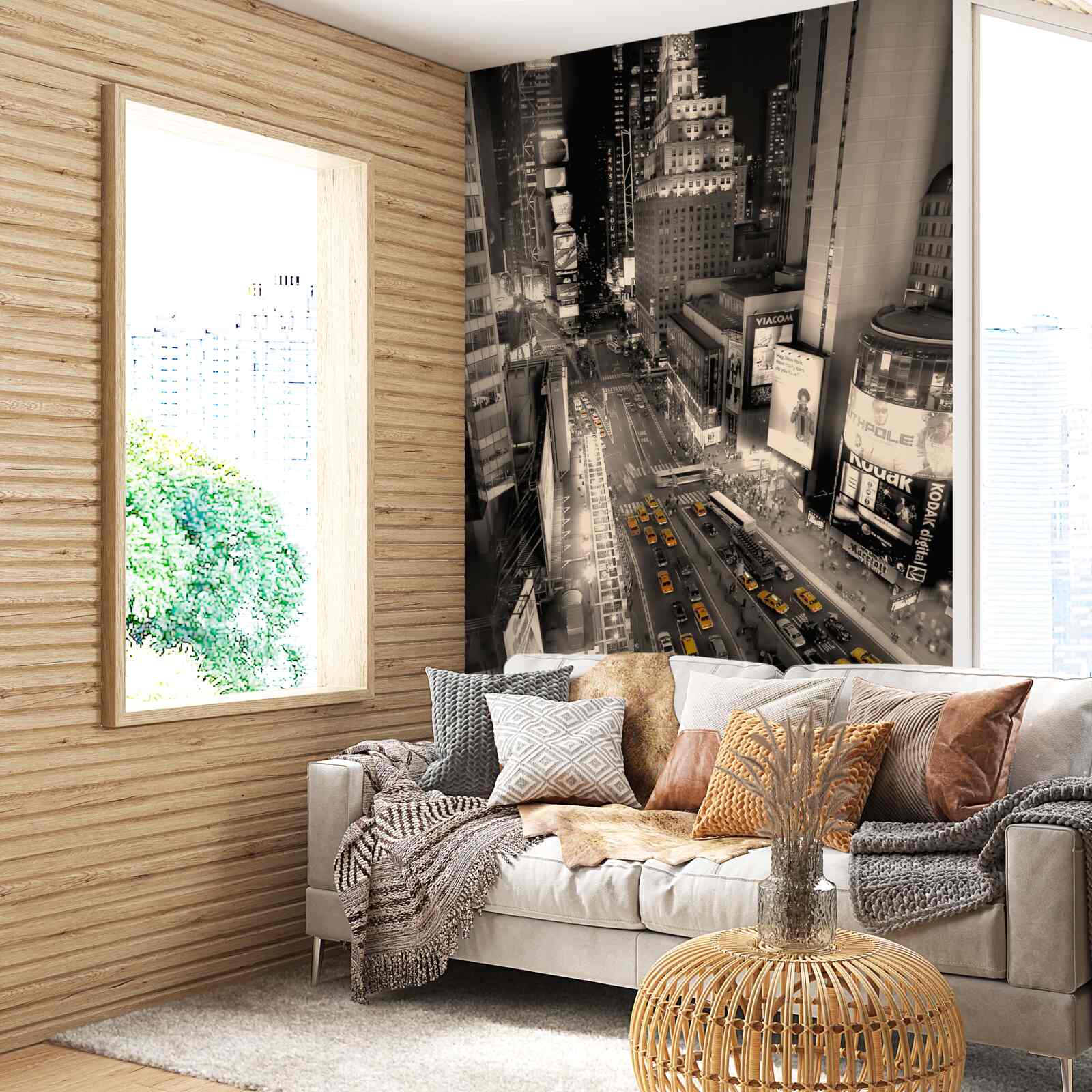 Fototapeta Žlté taxíky uviazli v šedej mestskej premávky