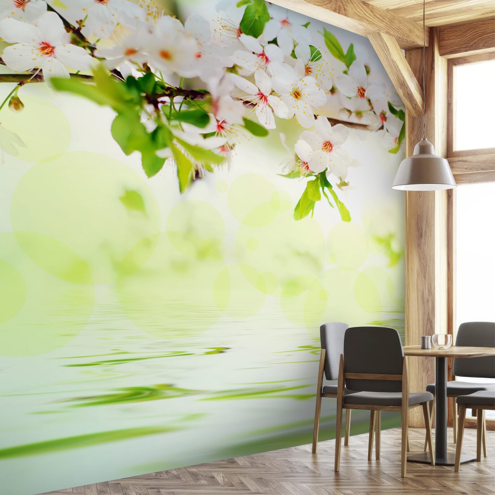 Fototapeta sakury sú biele nad teplou letnou vodou